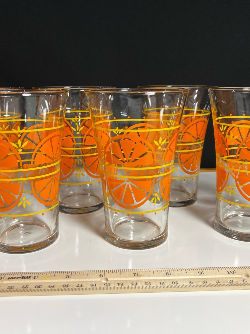 Vintage Libbey Mid Century Orange Slice Juice Glasses 6. - Picture 2 of 5